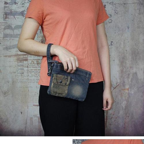 Denim Clutch Bag for Women Purse Wristlet Blue Clutch Bag Wristlet Clutch Mens Wristlet Bag