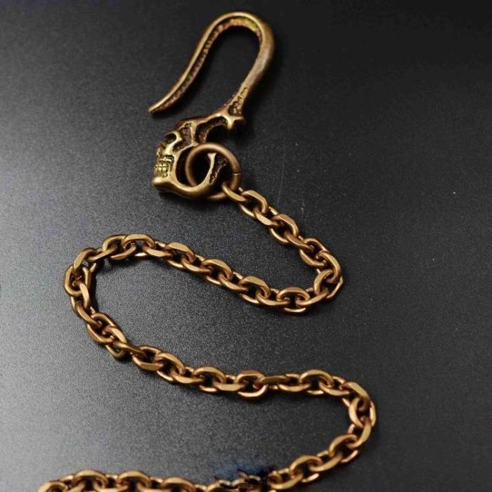 Solid Brass Cool Punk Rock Skull Wallet Chain Biker Trucker Wallet Chain Trucker Wallet Chain for Men
