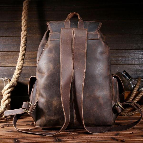 Cool Leather Mens Backpacks Large Vintage School Backpack Travel Backpack Bag for Men