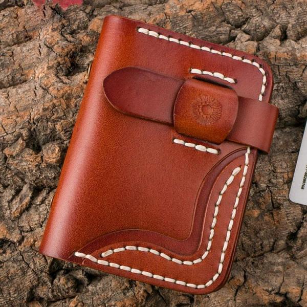 Handmade Mens Cool Short Card Holders Card Case Small Card Slim Wallets for Men
