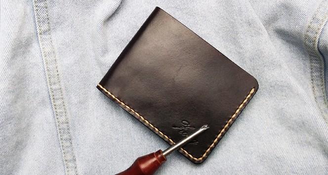 Leather Mens Slim Coffee Front Pocket Bifold Small Wallets Card Wallet for Men