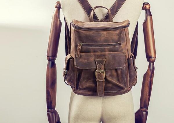 Vintage Cool Leather Mens Backpack Large Travel Bag Hiking Bag for men