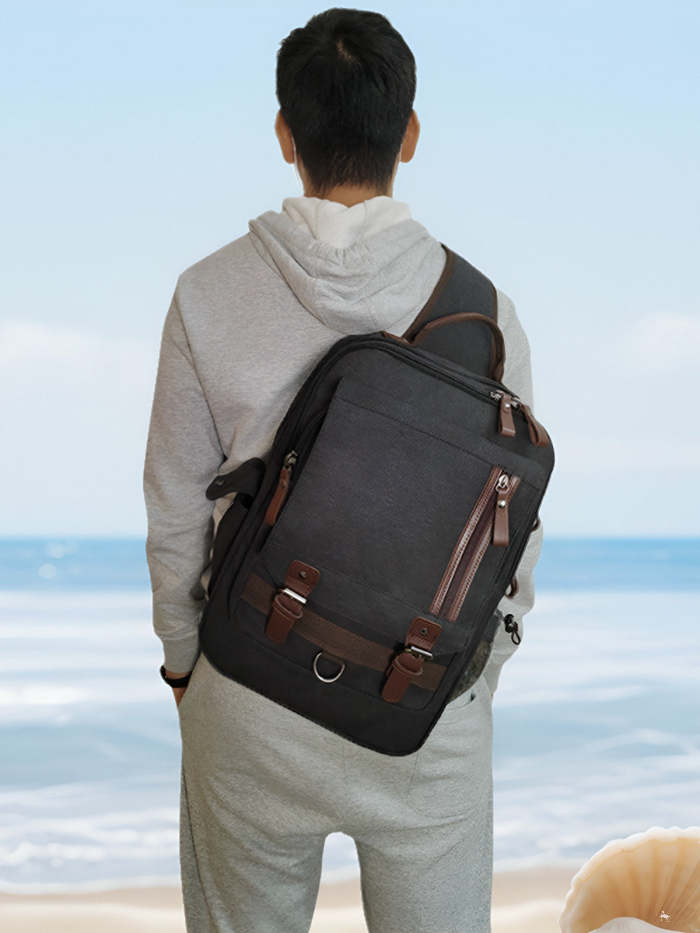 Gray School Canvas Large Sling Bag For Men Business Canvas Sling Bag For Big Men