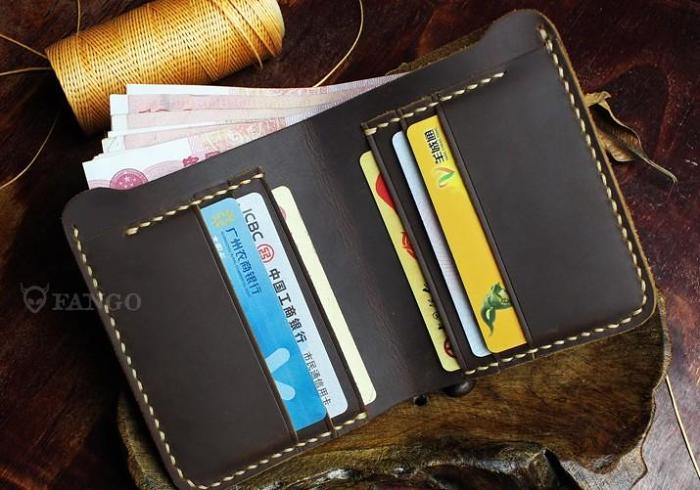 Handmade Leather Mens Cool Slim Leather Wallet Men billfold Wallets Bifold for Men