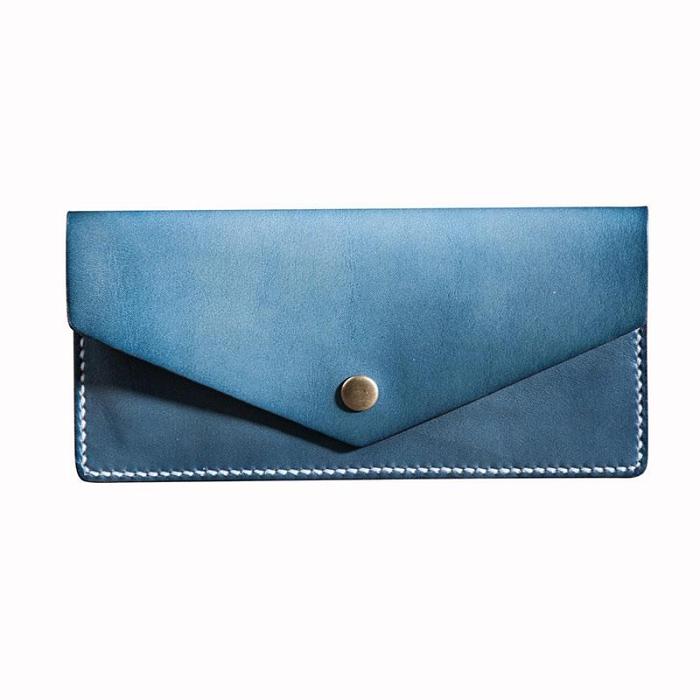 Handmade Leather Long Wallets for men Envelope Bifold Men Long Wallet