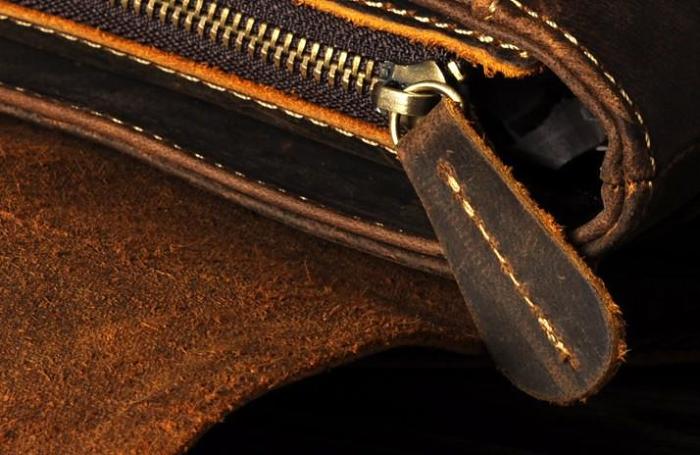 Genuine Leather Mens Cool Backpack Sling Bag Large Brown Travel Bag Hiking Bag for men