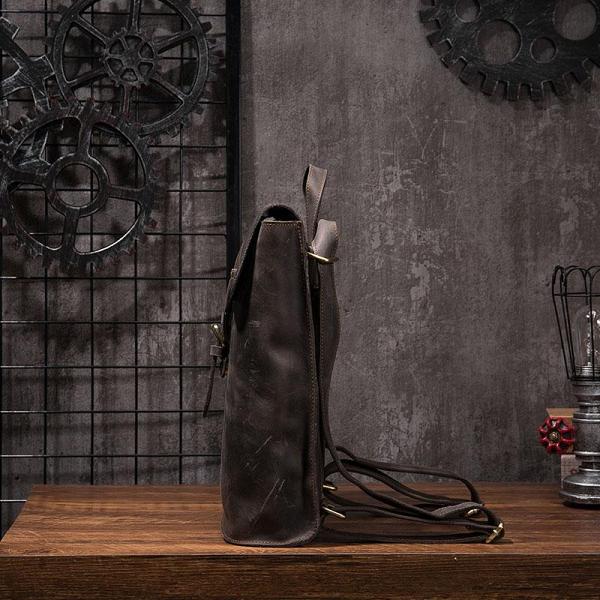 Cool Mens Leather School Backpack Travel Backpack Leather Satchel Backpack for Men