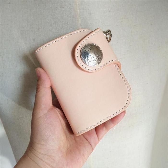 Handmade Mens Leather Small Biker Chain Wallet Cool billfold Biker Wallet with Chains