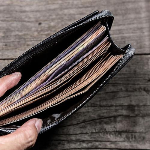 Leather Long Wallets for men Chain Wallet Bifold Vintage Men Biker wallet