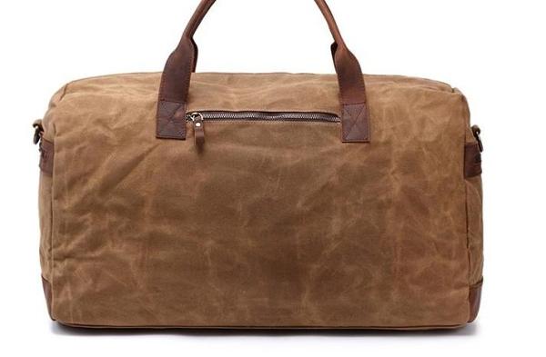 Mens Waxed Canvas Leather Weekender Bag Canvas Large Travel Bag for Men