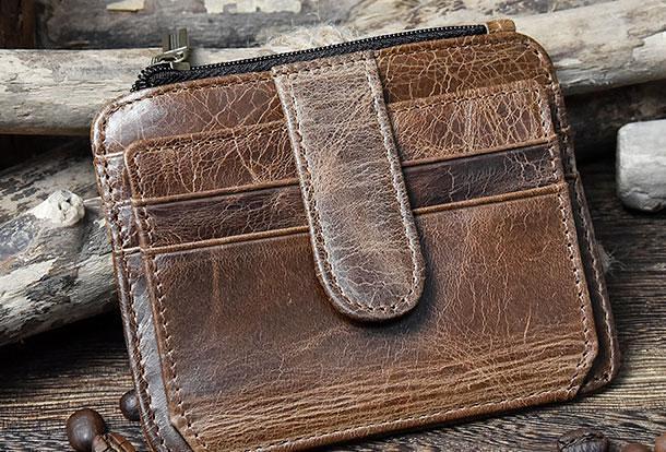 Cool Leather Mens Wallet Slim Wallet Card Front Pocket Wallet for Men