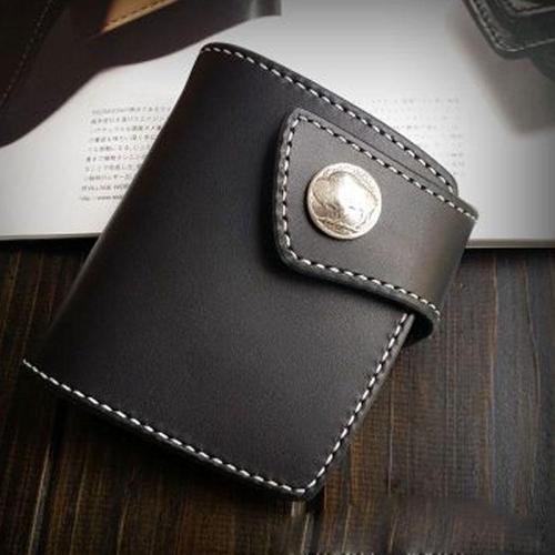 Handmade Leather Biker Wallet Mens Cool Short Chain Wallet Trucker Wallet with Chain
