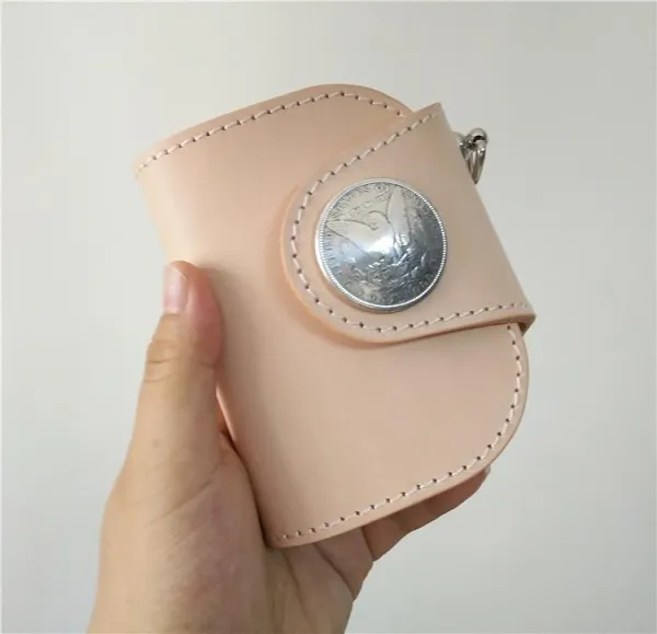 Handmade Mens Leather Small Biker Chain Wallet Cool billfold Biker Wallet with Chains