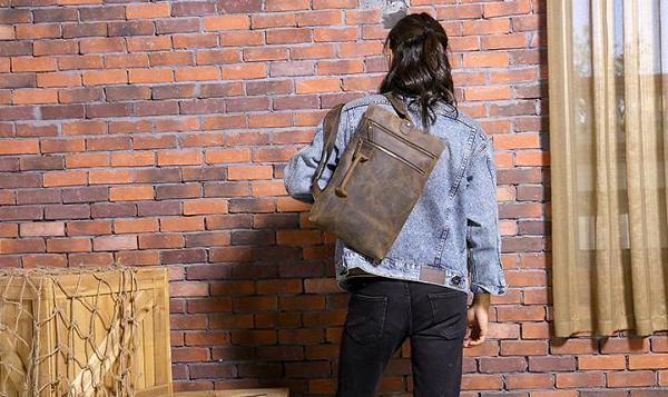 Coffee Leather Mens Cool Sling Bag Sling Shoulder Bags Sling Backpacks for men