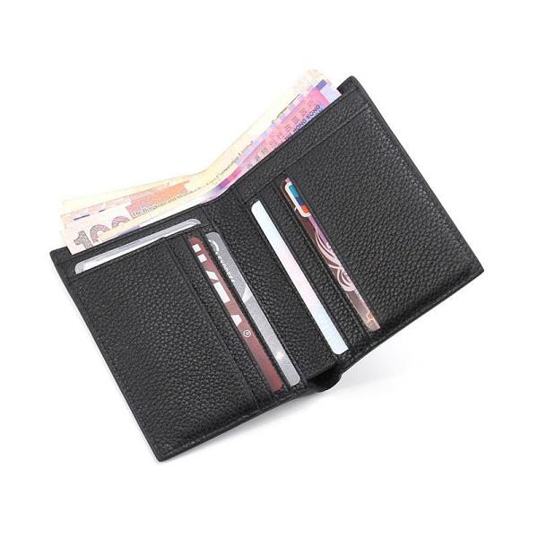 Black Leather Mens Slim Bifold Small Wallet Front Pocket Wallet Small Wallet for Men