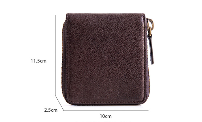 Genuine Leather Mens Cool billfold Leather Wallet Men Small Zipper Wallets Bifold for Men