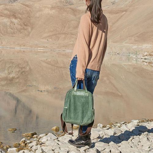 Canvas Green Mens Cool Backpack Canvas Travel Bag Canvas Handbag for Men