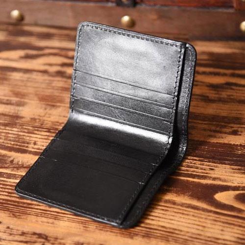 Handmade Leather Mens Cool Slim Leather Wallet Men Small Wallets Bifold for Men