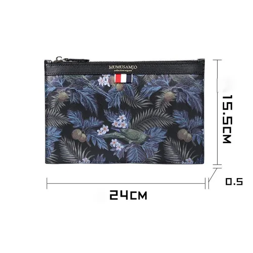 Handmade Leather Mens Clutch Parrots Cool Slim Wallet Zipper Clutch Wristlet Wallet for Men