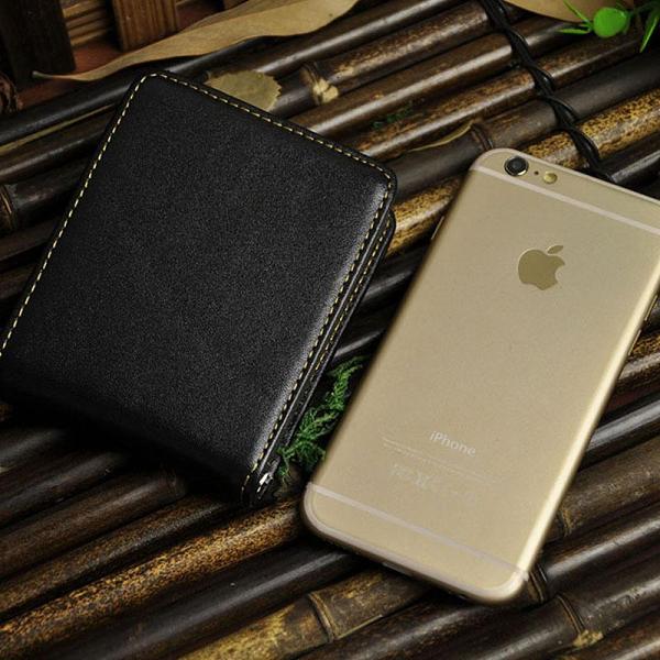 Cool Leather Mens Slim Small Wallet Money Clip Front Pocket Wallet for Men