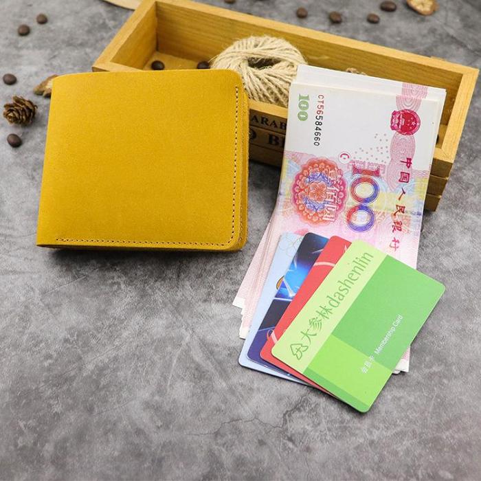 Cool Leather Mens Small Vertical Bifold Wallet billfold Wallet Horizontal Front Pocket Wallets for Men