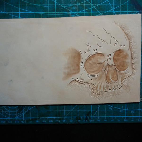 Handmade Leather Skull Tooled Mens billfold Wallet Cool Leather Wallet Slim Wallet for Men
