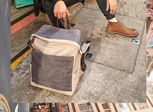 Canvas Gray Mens Cool Backpack Canvas Travel Bag Canvas School Bag for Men
