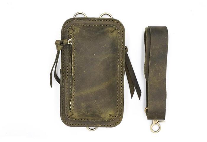 Handmade Green LEATHER MEN Belt Pouch Waist BAG MIni Green Side Bag Belt Bag FOR MEN