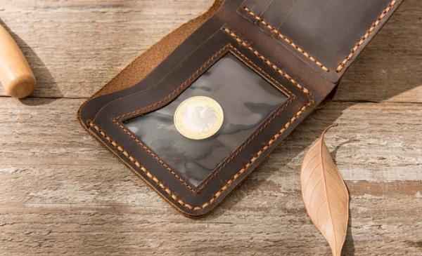 Cool Leather Mens Coffee Slim Small Wallet Bifold Vintage billfold Wallet for Men