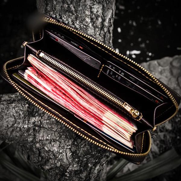 Handmade Leather Acalanatha Mens Chain Biker Wallet Cool Leather Wallet With Chain Wallets for Men