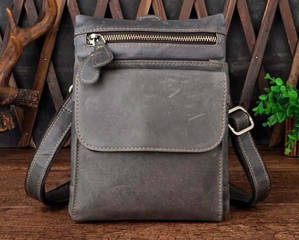 Vintage Mens Leather Belt Pouch Holster Side Bag Belt Case Waist Pouch for Men