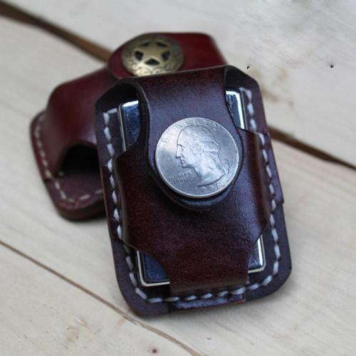 Cool Mens Leather Zippo Lighter Pouches with Loop Biker Zippo lighter cases with Clip