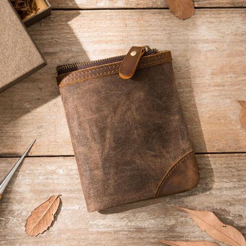 Cool Canvas Mens Small Wallets Bifold Vintage billfold Wallet for Men