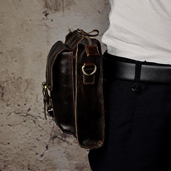 Leather Belt Pouch Mens Small Cases Waist Bag Hip Pack Belt Bag Fanny Pack Bumbag for Men