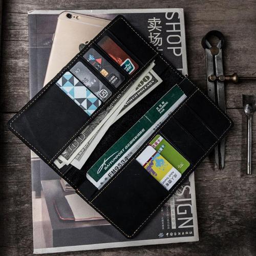 Leather Long Wallets for Men Travel Wallet Passport Bifold Wallet for Men