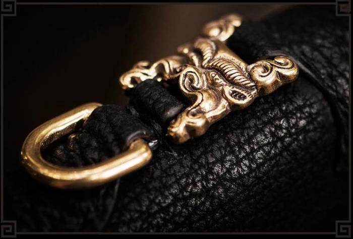 Handmade Leather Small Tooled Mens billfold Wallet Cool Chain Wallet Biker Wallet for Men