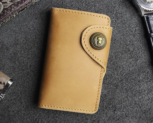 Handmade Leather Floral Mens Cool Key Wallet Wallet Card Holder Small Card Keychain Wallets for Men