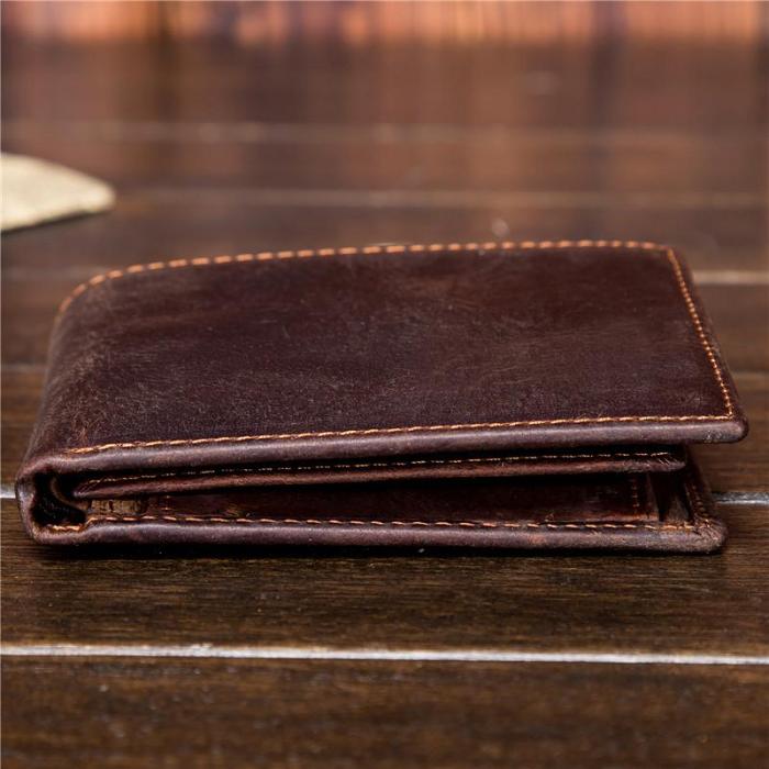 Handmade Leather Mens Cool Slim Leather Wallet Card Wallet Holders Men Small Wallets Bifold for Men