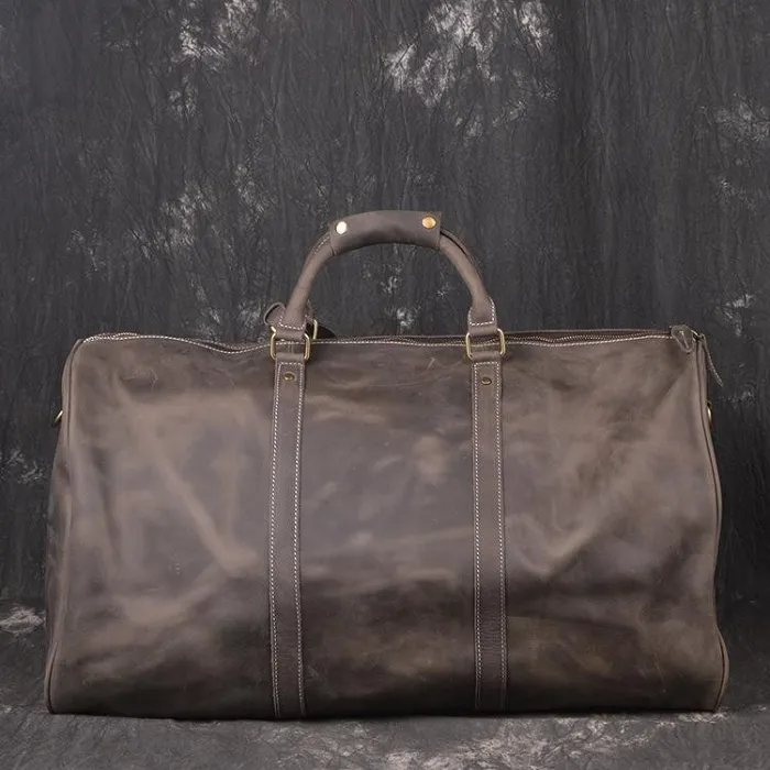 Genuine Leather Mens Cool Weekender Bag Travel Bag Duffle Bags Overnight Bag Holdall Bag for men