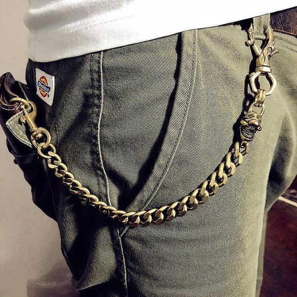 Badass Gold Skull Mens Wallet Chain Biker Wallet Chain 18‘?Pants Chain For Men