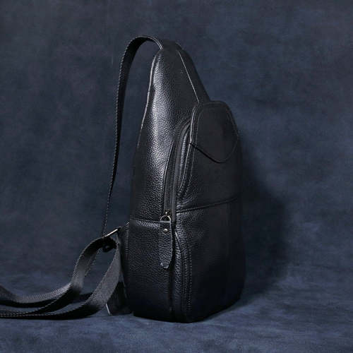 Genuine Leather Mens Cool Chest Bag Sling Bag Crossbody Bag Travel Bag Hiking Bag for men