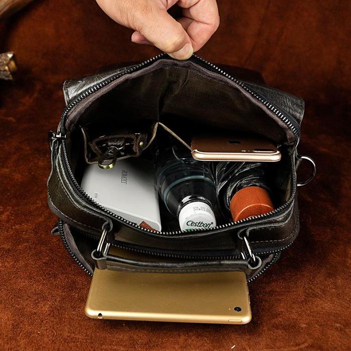 Cool Oiled LEATHER MENS Small Side Bag Small SHOULDER BAG HANDBAGS FOR MEN