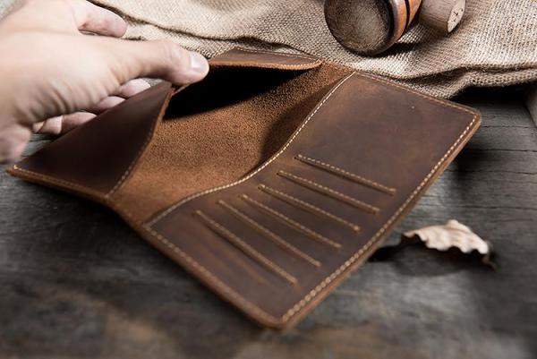 Handmade Leather Mens Clutch Wallet Cool Leather Wallet Long Phone Wallets for Men