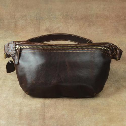 Vintage Leather Fanny Pack Mens Waist Bag Hip Pack Belt Bag for Men