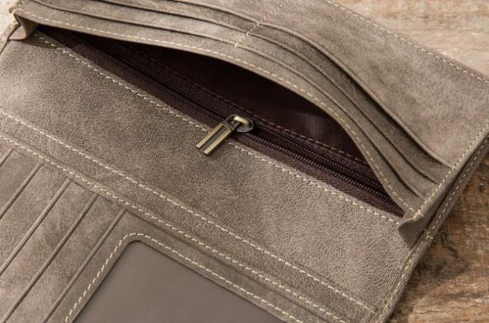 Cool Mens long Wallet Leather Vintage Wallet Long Wallets for Men