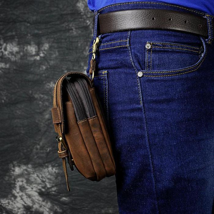 Vintage Leather Cigarette Cases Belt Pouches for Men Waist Bag BELT BAG For Men