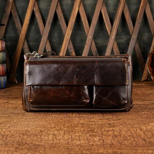 Vintage Leather Fanny Pack Mens Waist Bag Hip Pack Belt Bag for Men