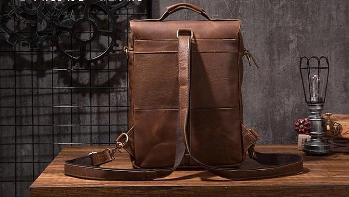 Cool Mens Leather Backpack School Backpack Leather Laptop Backpack for Men