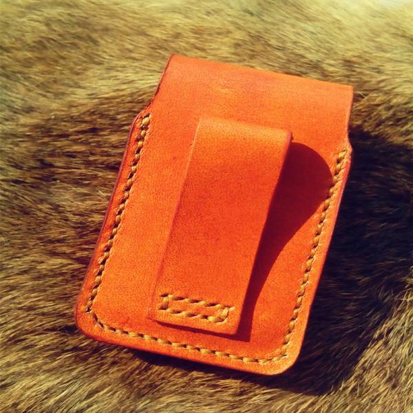 Cool Mens Brown Leather Zippo Lighter Cases with Loop Zippo lighter Holder with clips