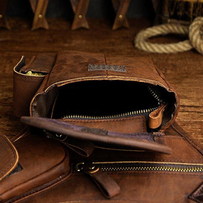 Leather Drop Leg Bag Belt Pouch Mens Waist Bag Shoulder Bag for Men
